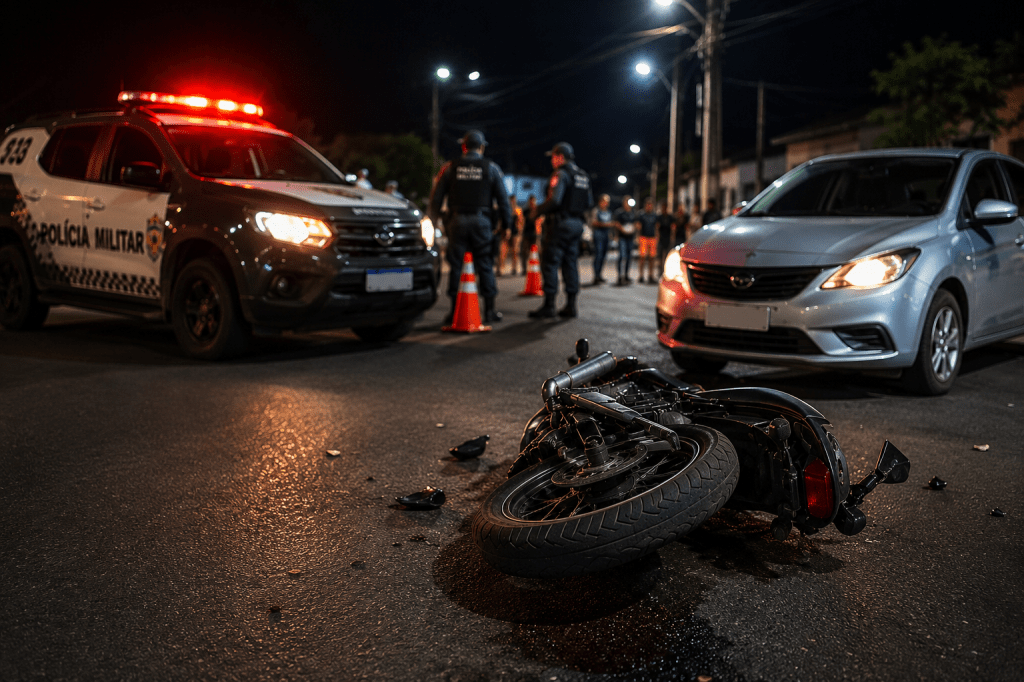 Colisão entre carro e motocicleta é registrada pela Polícia Militar em Cerro&nbsp;Corá