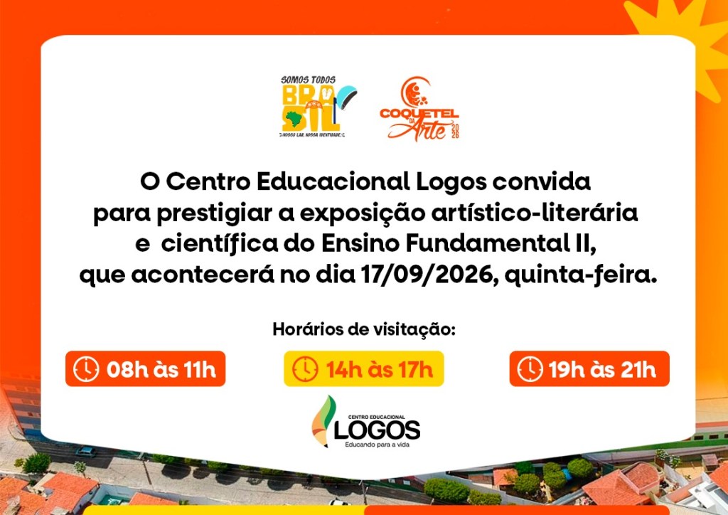 Coquetel da Arte 2026: Centro Educacional Logos convida para exposição artístico-literária e científica