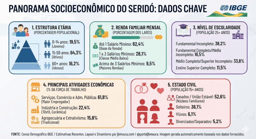 O Perfil do Seridoense: O panorama socioeconômico da nossa região em porcentagens